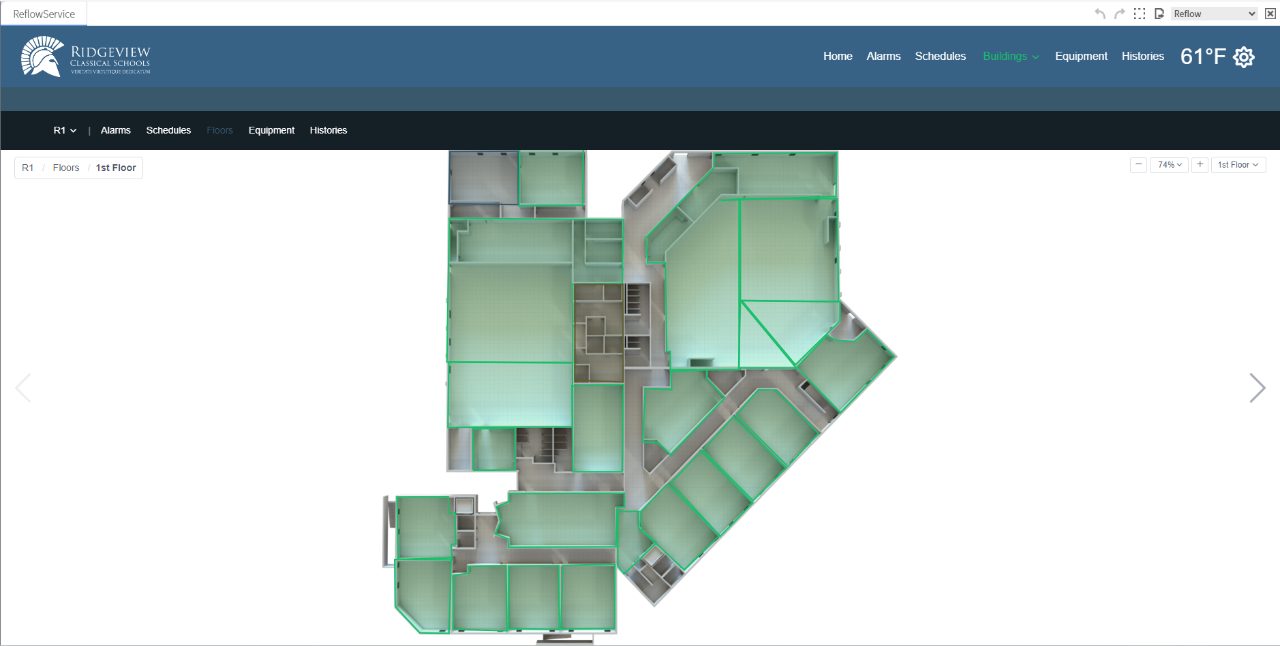 Ridgeview Classical Schools — navigable 3D floor plan